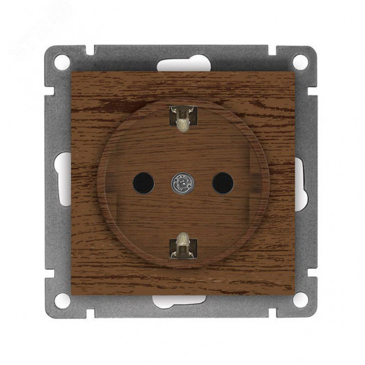 Розетка одноместная UNIVersal серия Афина с/з, с/у, 16А, 220В, венге (еврослот), механизм