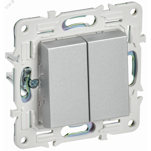 SKANDY Выключатель 2-клавишный 10А SK-V04S серебряный IEK