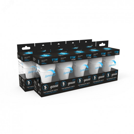 Лампа светодиодная LED 11 Вт 990 лм 6500К AC150-265В E27 А60 (груша) холодная диммируемая Black Gauss