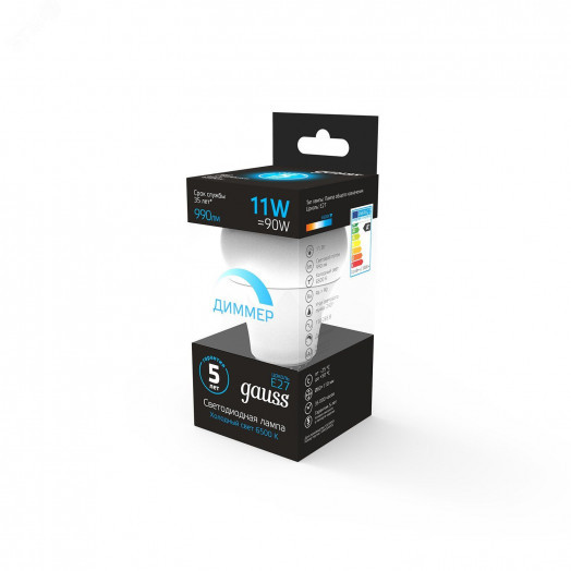 Лампа светодиодная LED 11 Вт 990 лм 6500К AC150-265В E27 А60 (груша) холодная диммируемая Black Gauss