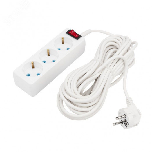 Удлинитель PROconnect 3 гнезда, 10 м, 3х0.75 мм, с/з, с кнопкой, белый