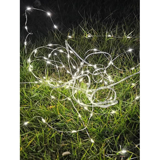 Cадовая гирлянда Золотые нити'' на медном проводе на солнечной батарее