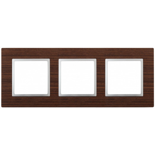 Рамка на 3 поста, дерево, Эра Elegance, венге+алюм, 14-5303-10