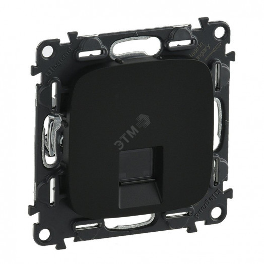 Valena ALLURE Информационная розетка одиночная RJ45 Кат 6 UTP С лицевой панелью Антрацит