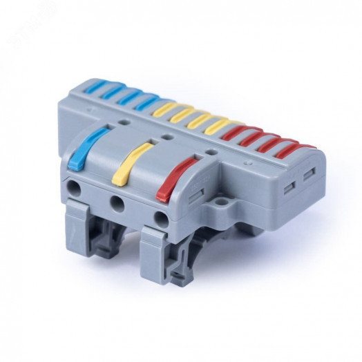 Клемма соединительная универсальная проходная 3-12 полюса с рычагом на DIN-рейку 0.08