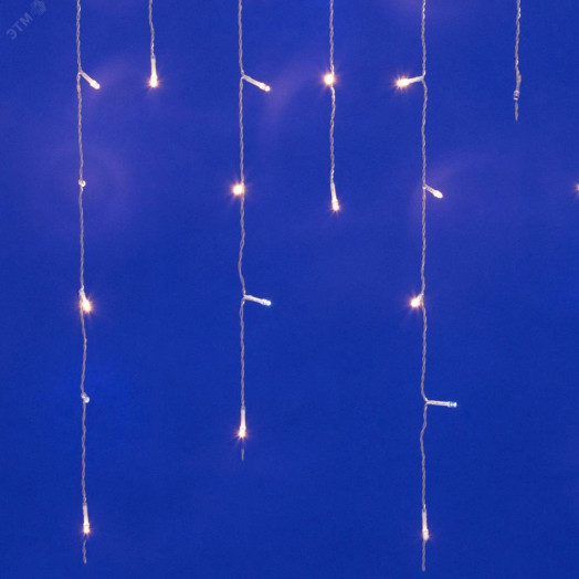 Бахрома светодиодная с эффектом мерцания 25м Соединяемая 440 светодиодов Теплый белый и белый свет Провод прозрачный ULD-B25006-440/TTK WARMWHITE-WHITE IP44 ТМ Uniel