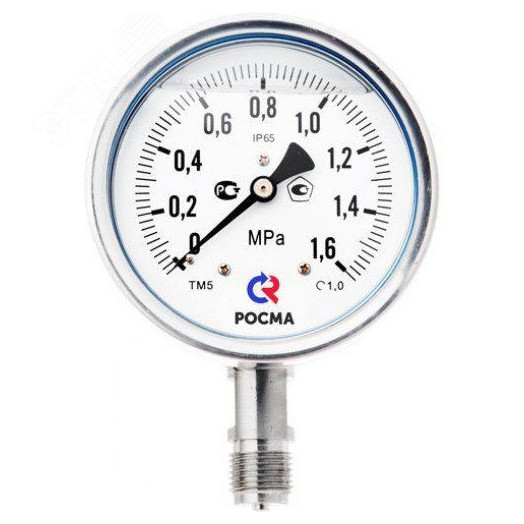 Манометр коррозионностойкий виброустойчивый радиа ьный ТМ-521Р.10(0-16кгс/см2) (0-0,6MPa)G1/2,1.0   Гидрозаполнение - Глицерин. В комплекте с         разделителем мембранным РМ-М31G-DN32