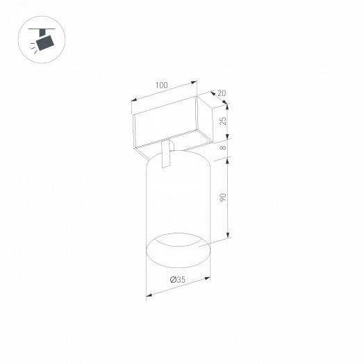 Светильник MAG-SPOT-25-R90-9W Warm3000 (BK, 30 deg, 24V) (, IP20 Металл, 3 года)