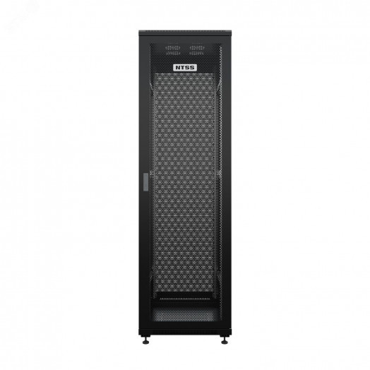 Шкаф напольный универсальный серверный R 47U 600х1000мм, 4 профиля 19, двери перфорированная и перфорированная двухстворчатая, боковые стенки съемные, регулируемые опоры, разобранный, черный RAL 9005