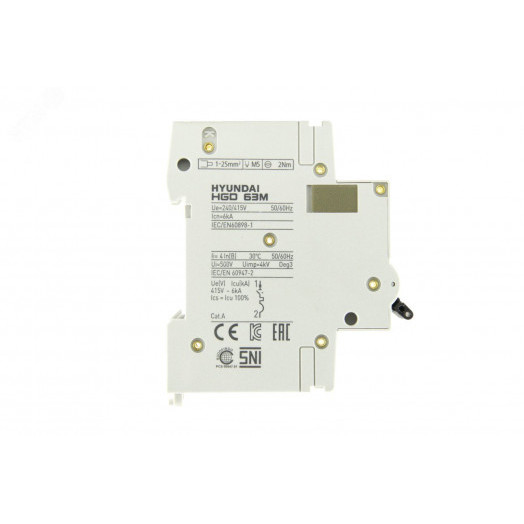 Автоматический выключатель HGD63P 1PMBS0000C 00002 1 полюс, 2А, ток к.з. 6kA, хар-ка B (STANDARD)