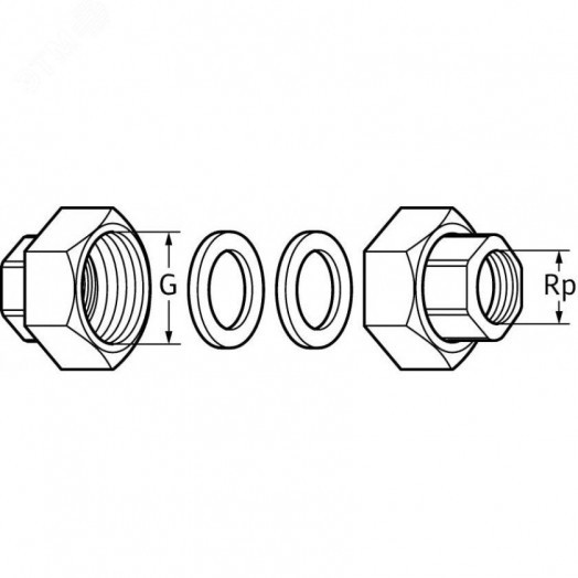 Комплект чугунных гаек 1 1/4' F UNION KIT