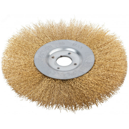 Кордщетка-колесо, посадочный диаметр 22.2 мм, стальная латунированная волнистая проволока 180 мм