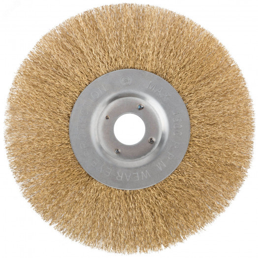 Кордщетка-колесо, посадочный диаметр 22.2 мм, стальная латунированная волнистая проволока 180 мм