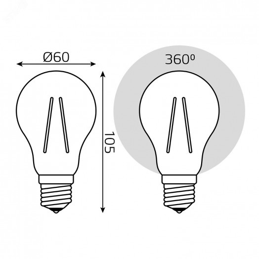 Лампа светодиодная филаментная LED 17 Вт 1550 лм 4100К А60 груша нейтральный E27 AC 210-240В IP20 Basic Gauss