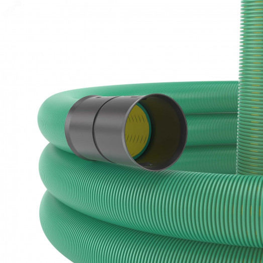 Труба гибкая двустенная дренажная D=110мм класс SN8 перфорация 360 градусов зеленый