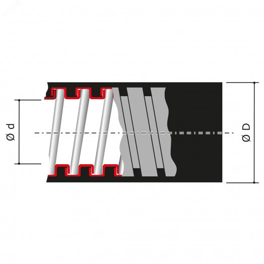Металлорукав DN 26мм в гладкой ПВХ изоляции D внутренний 26.5 мм D наружный 34.0.IP66 25 м цвет серый