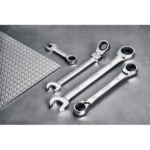 Ключ гаечный комбинированный трещоточный шарнирный 10 мм