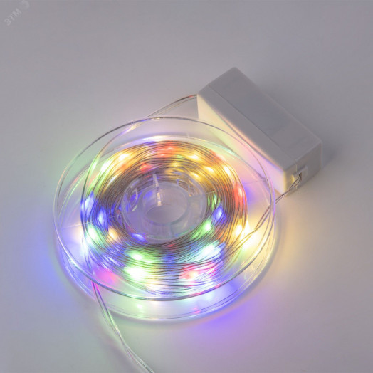 Гирлянда светодиодная Полоса 10м 100 светодиодов Разноцветный свет Провод прозрачный ULD-S1000-100/DTA MULTI IP20 DEW BAND  ТМ Uniel