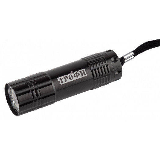 Фонарик карманный на батарейках, 3хААА в комплекте, ударопрочный, ремешок на руку, промобокс 12 шт., TM9-box12 Трофи