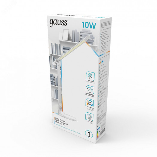 Светильник настольный светодиодный LED 10 Вт 550 Лм 2700-6500К модель GTL204 белый диммируемый+ночник GTL Gauss