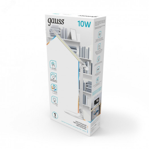 Светильник настольный светодиодный LED 10 Вт 550 Лм 2700-6500К модель GTL204 белый диммируемый+ночник GTL Gauss