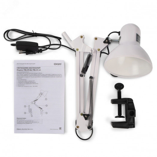 Светильник настольный TBL-01 Е27 на струбцине белый ФАZА