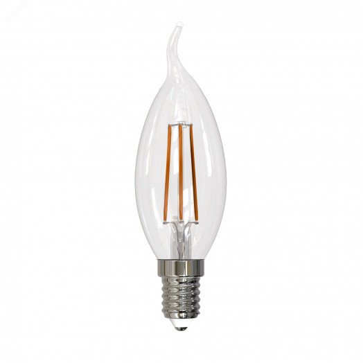 Лампа светодиодная Форма свеча на ветру прозрачная Серия Sky Теплый белый свет (3000К) LED-CW35-9W/3000K/E14/CL PLS02WH