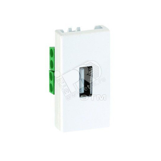 Разъем USB тип А, узкий, винты, S27 белый