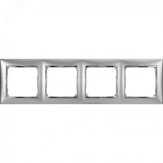 VALENA Рамка 4 поста горизонтальная алюминий/серебро