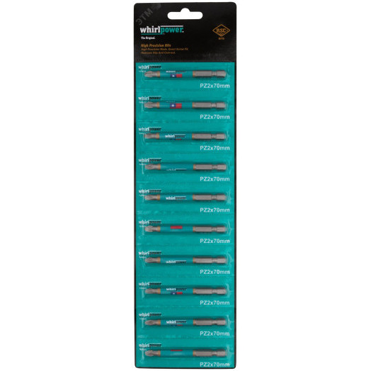 Биты 10 шт WP, сталь S2, с насечкой, Профи PZ 2