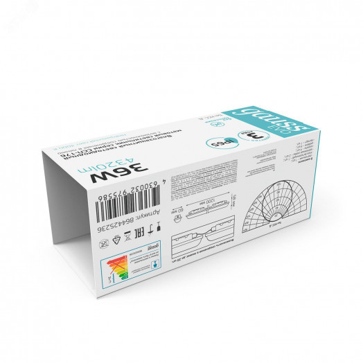 Светильник линейный ДСП 36 Вт 4000К 4320 лм 200-240В IP65 1200х58х60мм Пластик матовый сквозная проводка соеденяется в линию EVO Gauss