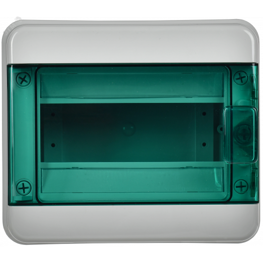 Корпус пластиковый навесной на 8 модулей КМПн-8 IP65 TEKFOR зеленая прозрачная дверь