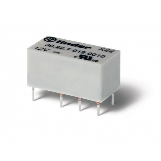 Реле субминиатюрное электромеханическое двухрядное, монтаж на печатную плату, 2CO 2A, контакты AgNi+Au, катушка 9В DC (чувствит.), влагозащита RTIII