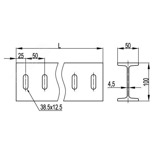 Профиль I-образный 50х100х6000мм 4.5мм горячеоцинкованный