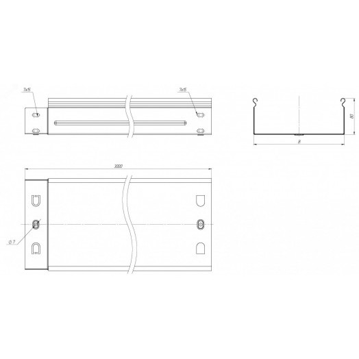 Лоток неперфорированный металлический 80х500х3000-1.0 мм (6м)