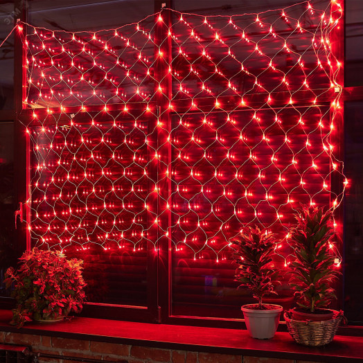 Сетка светодиодная с контроллером 240 светодиодов 2.5х2 м красная IP20 провод прозрачный ULD-N2520-240/DTA RED IP20