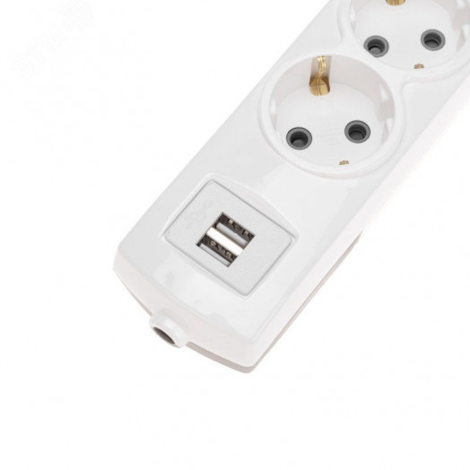 Колодка PREMIUM 3 гнезда, с/з, 2 USB, белый