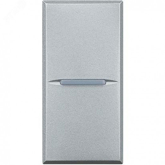 Axolute. Выключатель аксиальный одноклавишный 10А 250В. Винтовые клеммы. 1 модуль. Цвет Алюминий