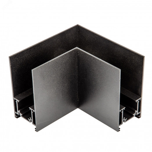 Коннектор UBX-MS21/35 BLACK для накладных магнитных шинопроводов, 35мм. Угловой. Горизонтальный. Черный. ТМ