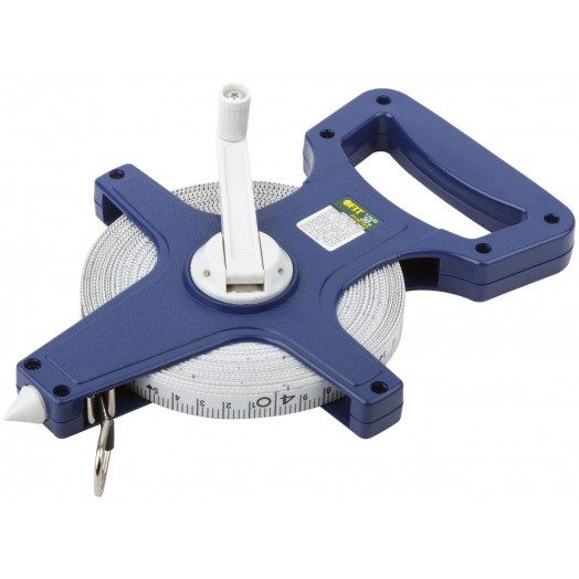 Рулетка землемерная, синий открытый корпус, фибергласовая лента 30 м