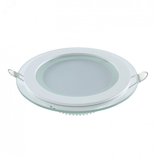 Светильник светодиодный ДВО 12 Вт 4000К 990 лм 220-240В IP20 D160х36мм монт d118мм Алюминий с декоративным стеклом Glass Gauss