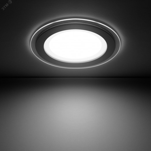 Светильник светодиодный ДВО 12 Вт 4000К 990 лм 220-240В IP20 D160х36мм монт d118мм Алюминий с декоративным стеклом Glass Gauss