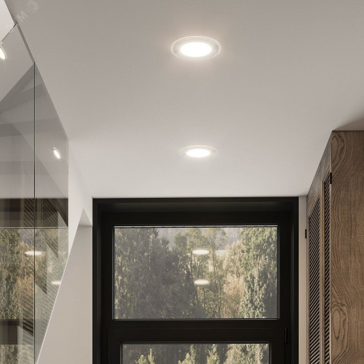 Светильник светодиодный ДВО 12 Вт 4000К 990 лм 220-240В IP20 D160х36мм монт d118мм Алюминий с декоративным стеклом Glass Gauss