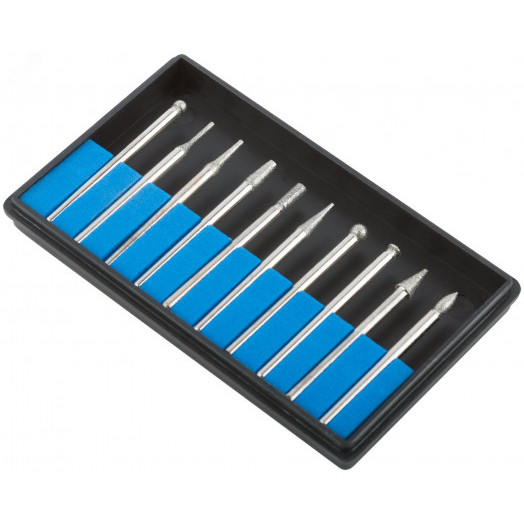 Шарошки, усиленная сталь с алмазным напылением, штифт диаметр 3 мм, 10 шт