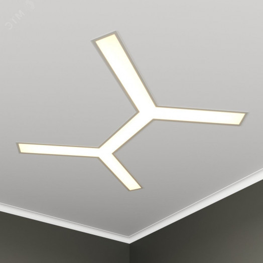 Светильник светодиодный RVE-LBX-TRINITY-2X-1246-VG (Трехлучевой крест 2х 1246х1415х110мм S80мм 81Вт встраиваемый под шпаклевку 4000K Белый)