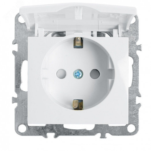 Розетка одноместная (механизм) с/з с крышкой, 250В, 16А серия Эрна, белый Stekker