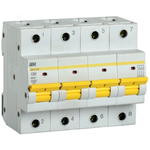 Выключатель автоматический ВА47-150 4Р 80А 15кА характеристика C