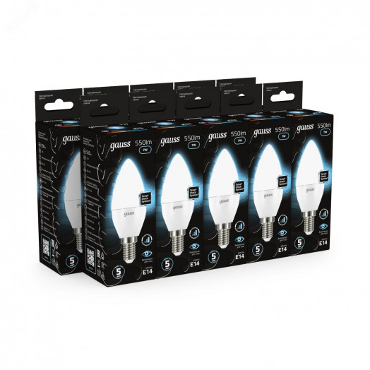 Лампа светодиодная LED 7 Вт 550 лм 4100К AC150-265В E14 свеча нейтральный шаговое диммирование выключателем Black Gauss