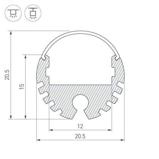 Профиль ROUND-D20-2000 ANOD (Arlight, Алюминий)