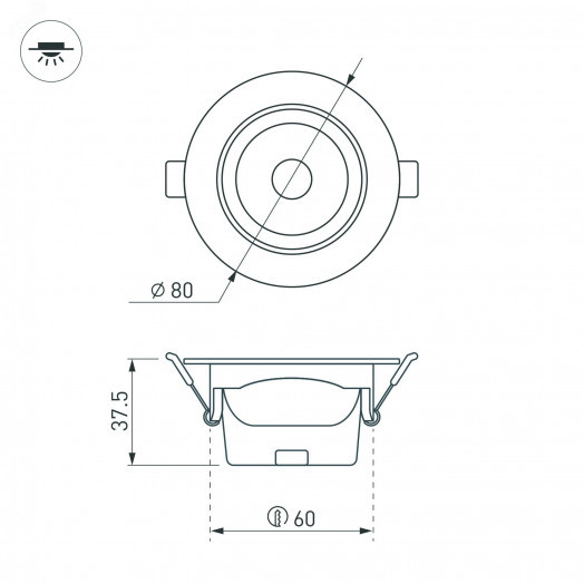 Светильник LTD-POLAR-TURN-R80-5W Warm3000 (WH, 36 deg, 230V) (ARL, IP20 Пластик, 3 года)